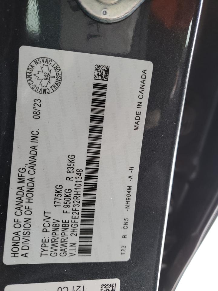 2024 HONDA CIVIC EX VIN:2HGFE2F32RH101348