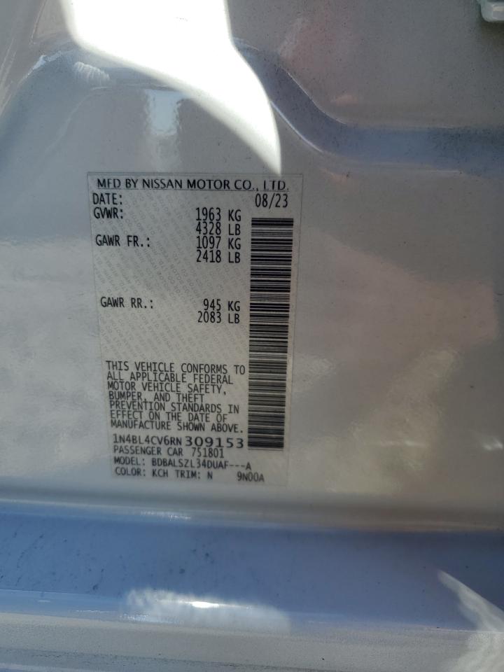 2024 NISSAN ALTIMA SR VIN:1N4BL4CV6RN309153