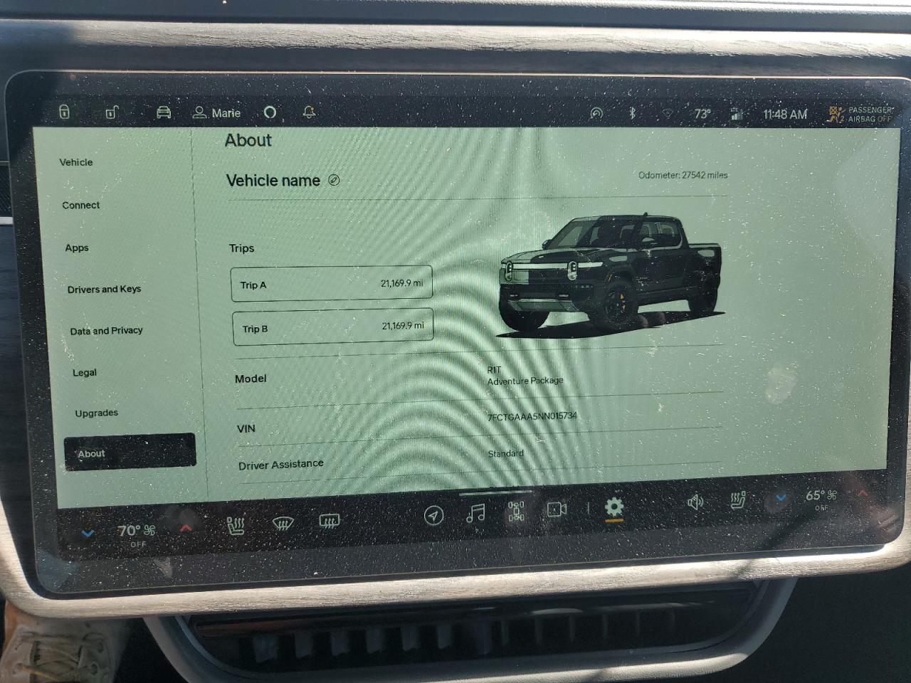 2022 RIVIAN R1T ADVENTURE VIN:7FCTGAAA5NN015734