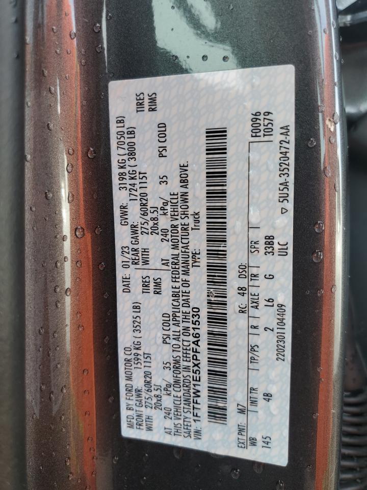 2023 FORD F150 SUPERCREW VIN:1FTFW1E5XPFA61530