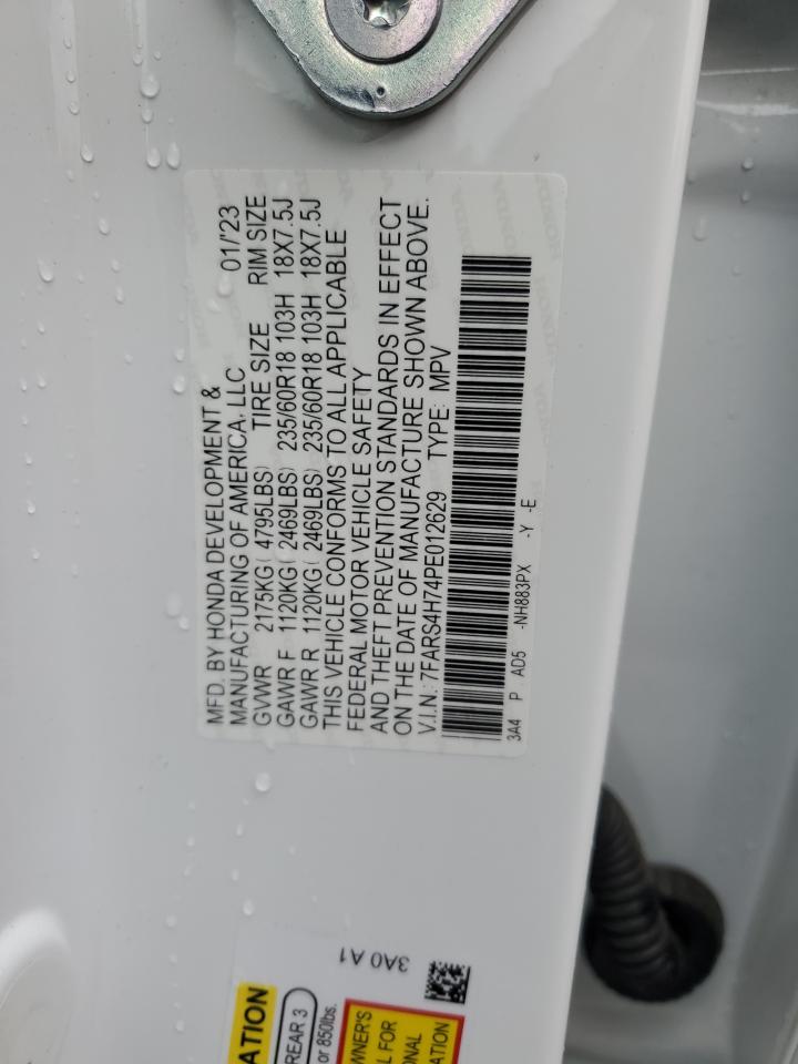 2023 HONDA CR-V EXL VIN:7FARS4H74PE012629
