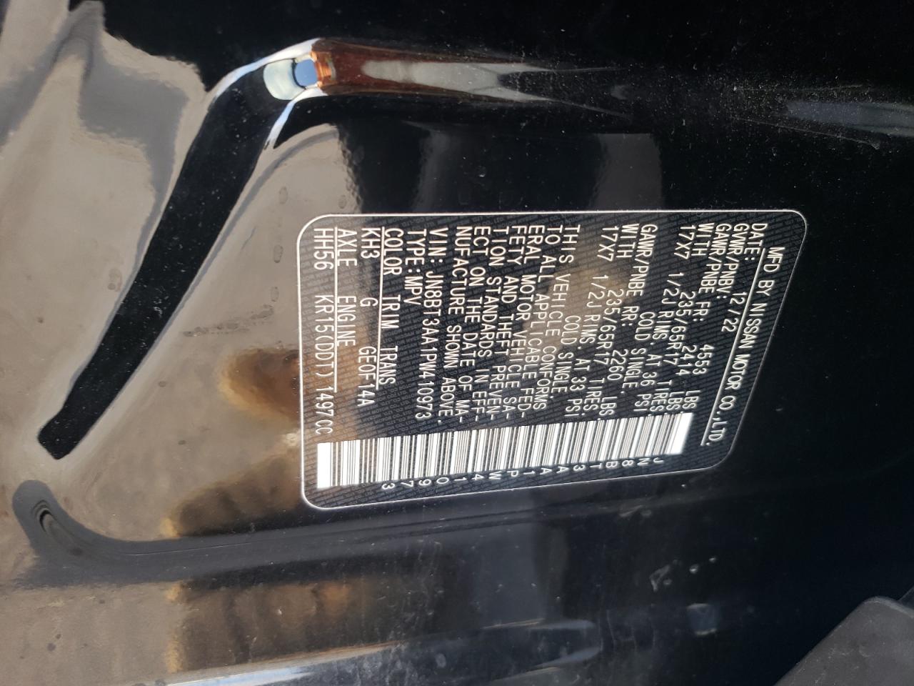 2023 NISSAN ROGUE S VIN:JN8BT3AA1PW410973