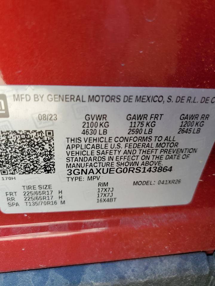 2024 CHEVROLET EQUINOX LT VIN:3GNAXUEG0RS143864