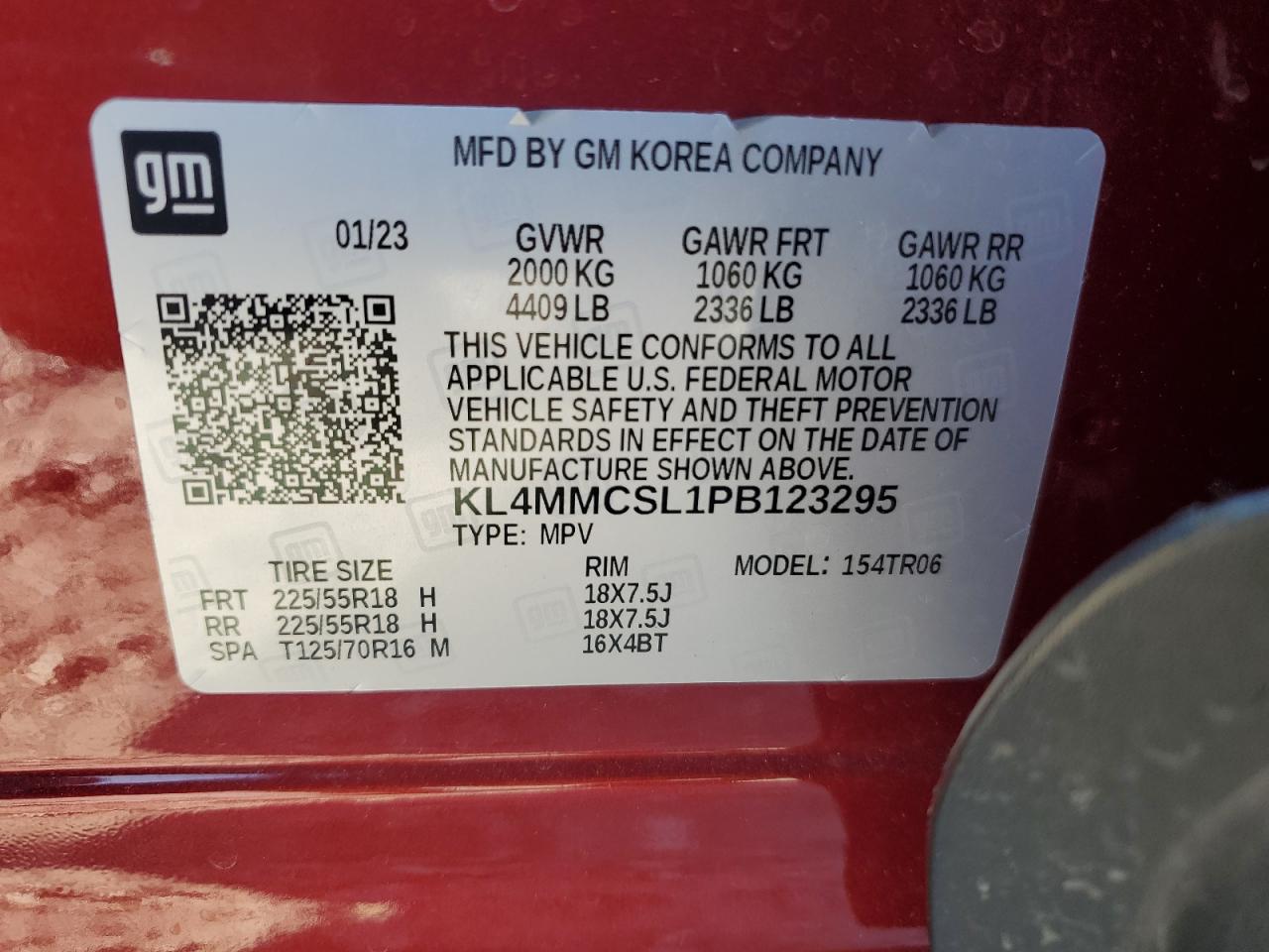 2023 BUICK ENCORE GX PREFERRED VIN:KL4MMCSL1PB123295