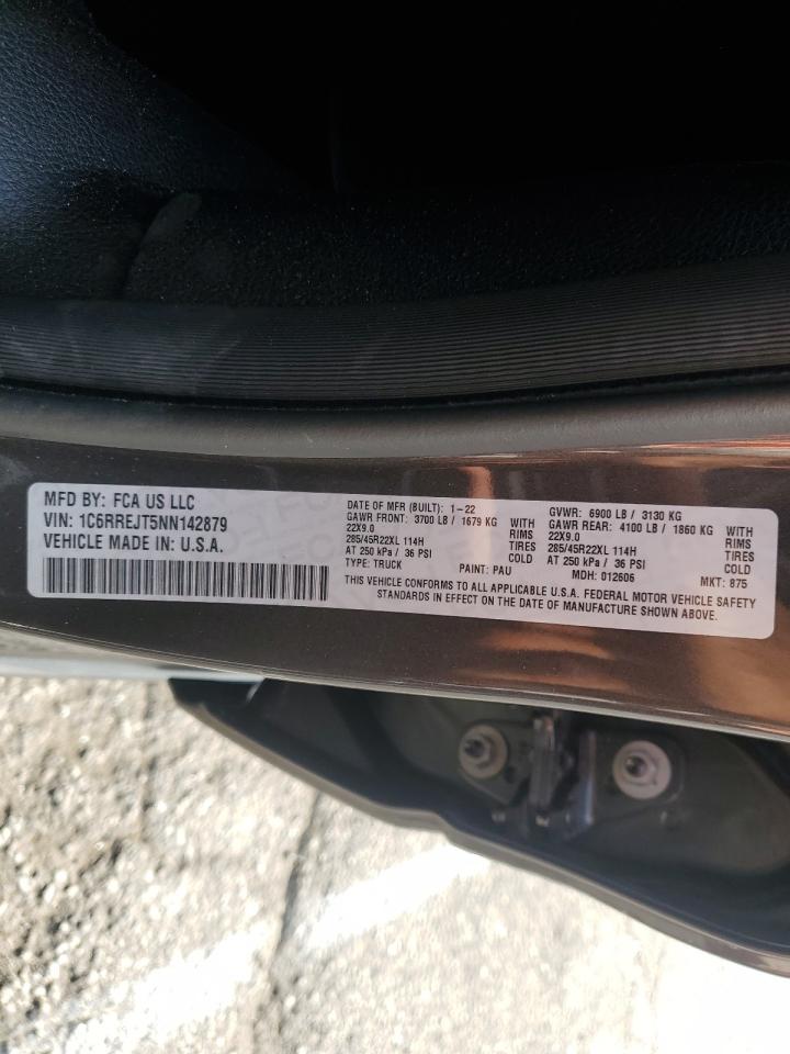 2022 RAM 1500 LARAMIE VIN:1C6RREJT5NN142879