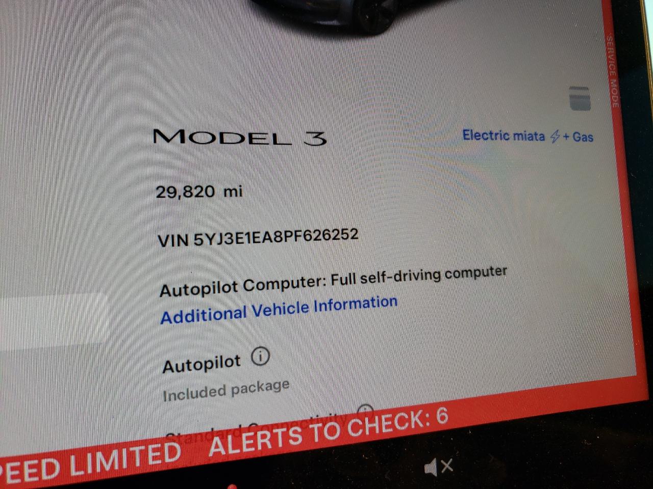 2023 TESLA MODEL 3  VIN:5YJ3E1EA8PF626252