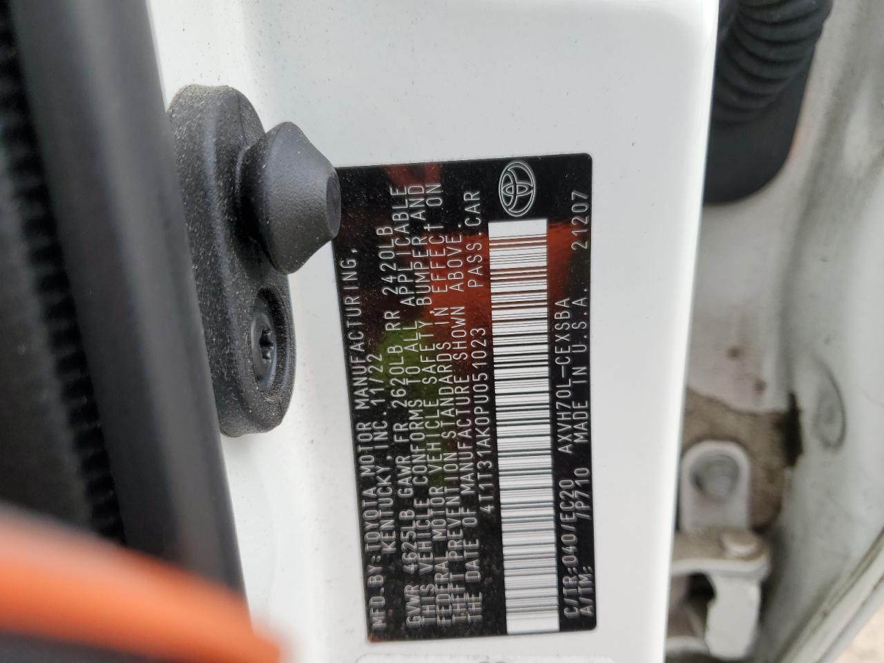 2023 TOYOTA CAMRY SE NIGHT SHADE VIN:4T1T31AK0PU051023