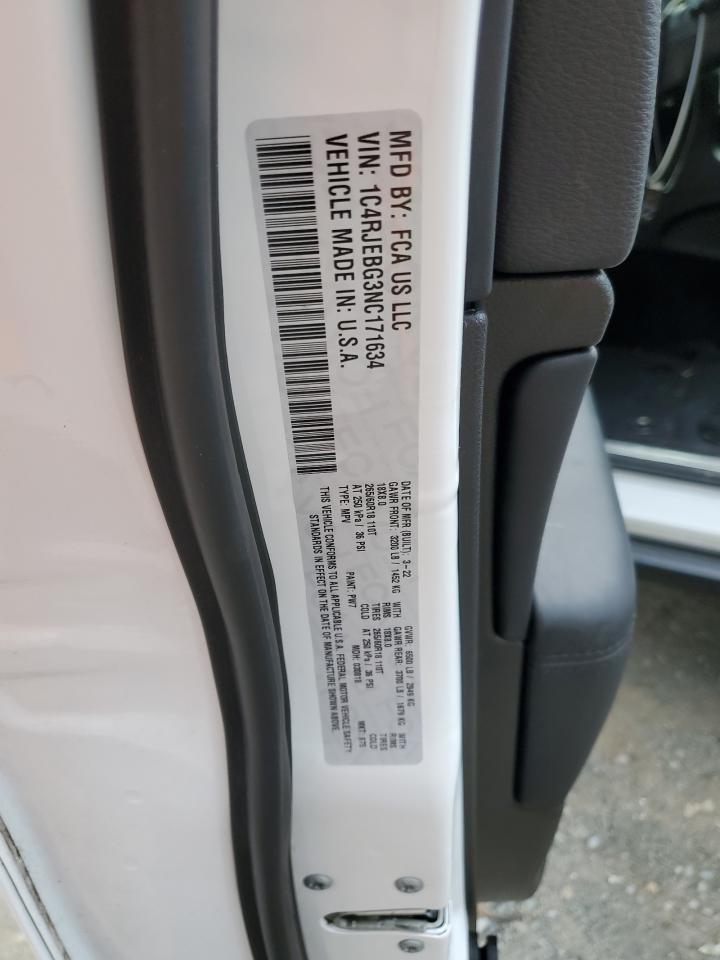 2022 JEEP GRAND CHEROKEE LIMITED VIN:1C4RJEBG3NC171634