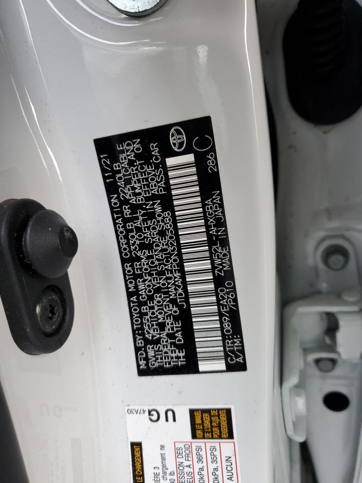2022 TOYOTA PRIUS PRIME LE VIN:JTDKAMFP0N3205888