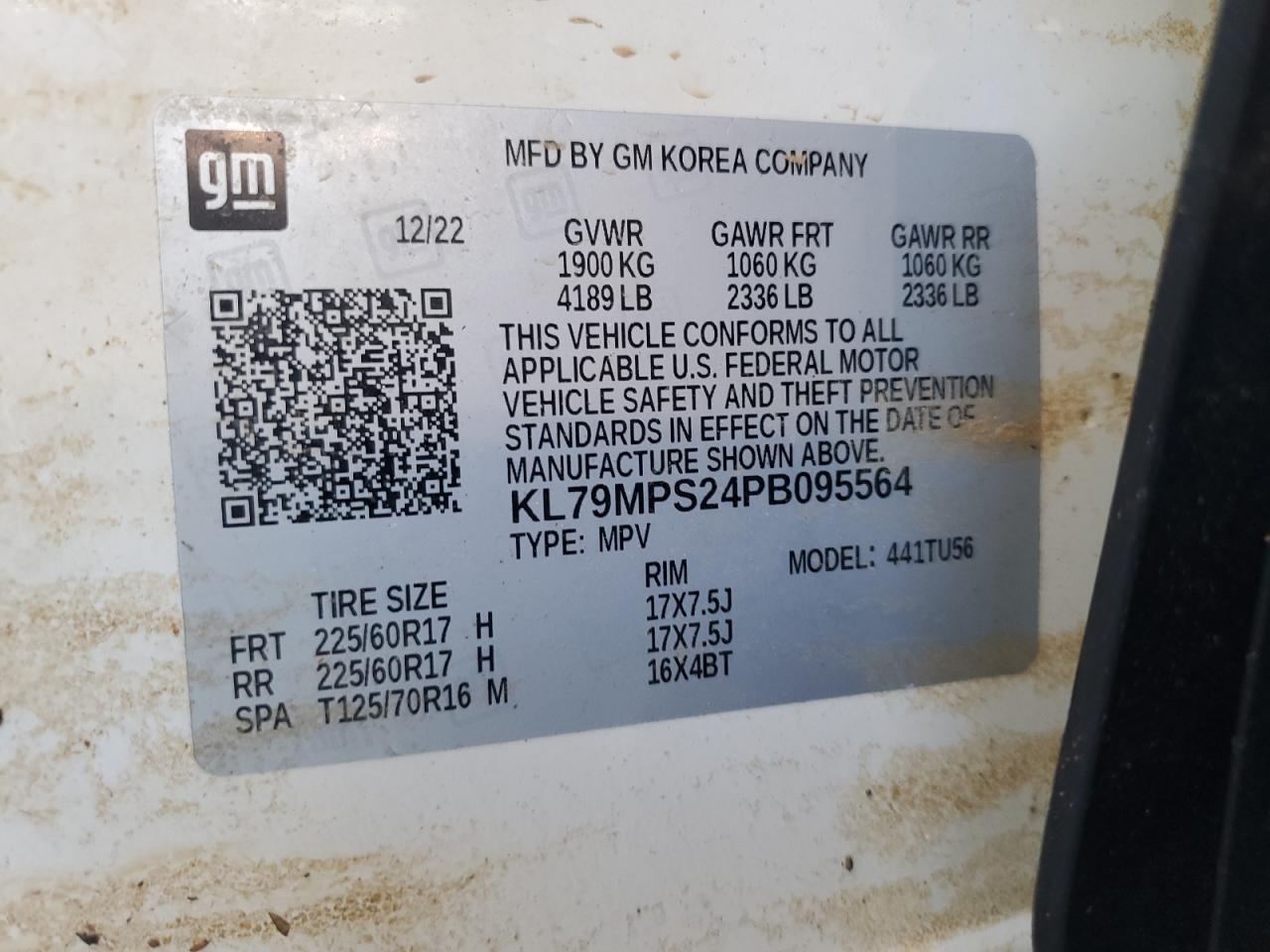 2023 CHEVROLET TRAILBLAZER LT VIN:KL79MPS24PB095564