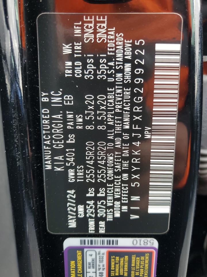 2024 KIA SORENTO SX VIN:5XYRK4JFXRG299225