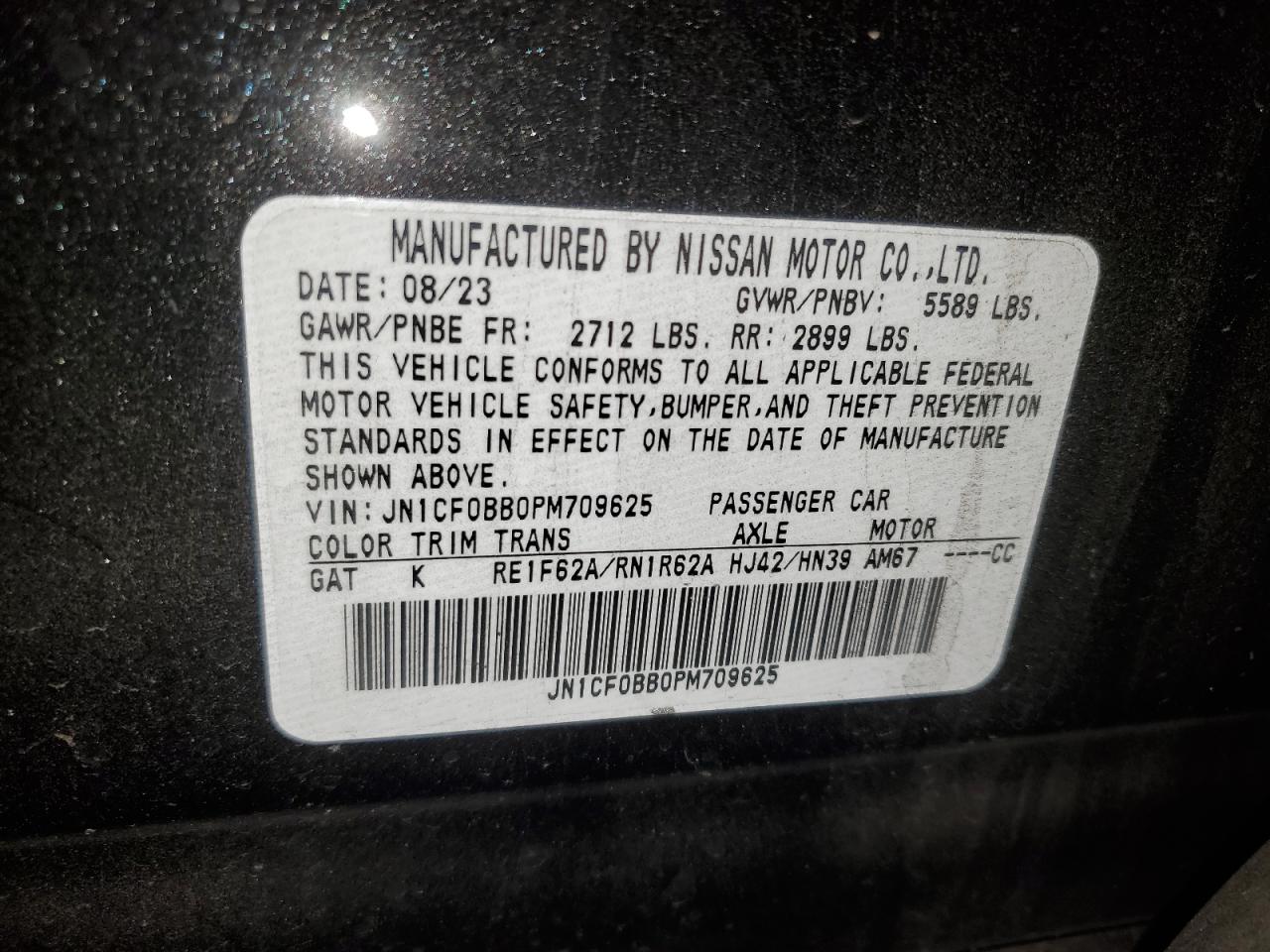 2023 NISSAN ARIYA ENGAGE VIN:JN1CF0BB0PM709625