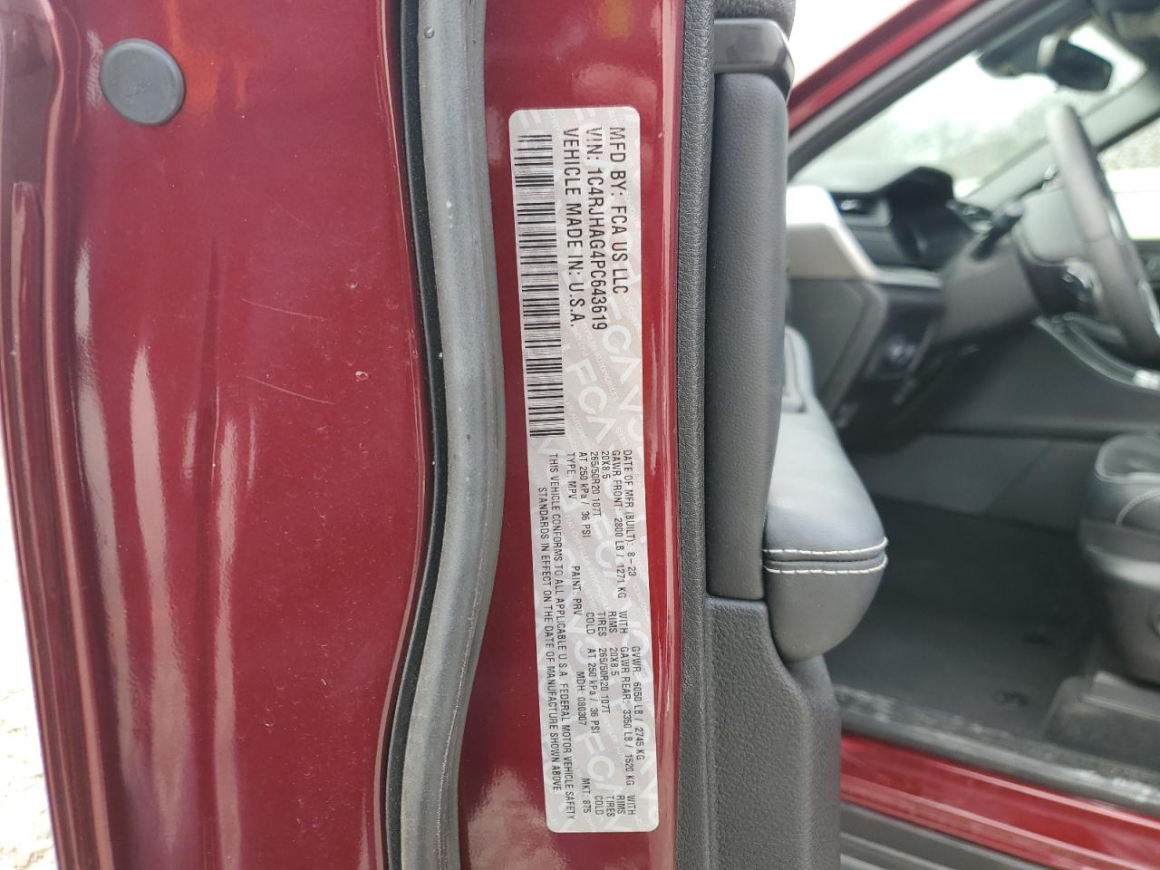 2023 JEEP GRAND CHEROKEE LAREDO VIN:1C4RJHAG4PC643619