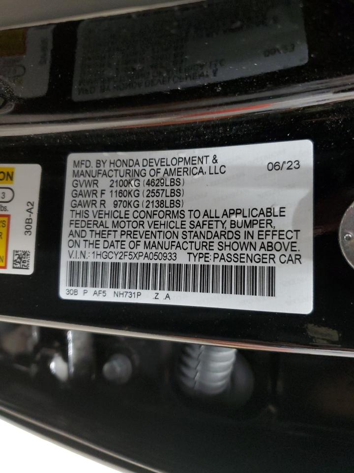 2023 HONDA ACCORD HYBRID SPORT VIN:1HGCY2F5XPA050933