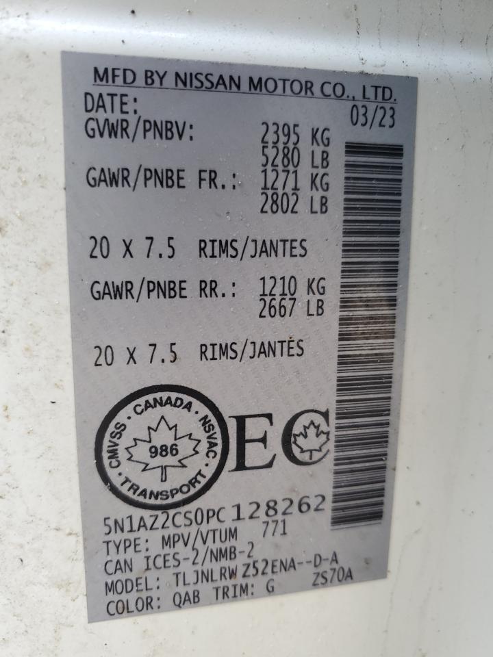 2023 NISSAN MURANO SL VIN:5N1AZ2CS0PC128262