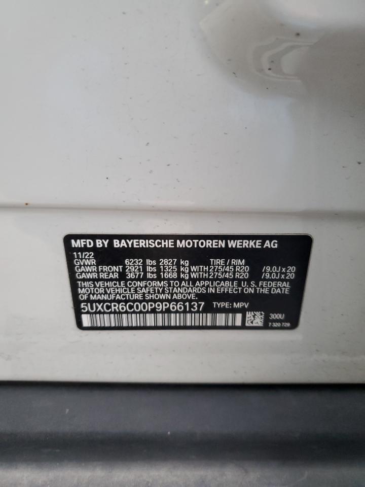 2023 BMW X5 XDRIVE40I VIN:5UXCR6C00P9P66137