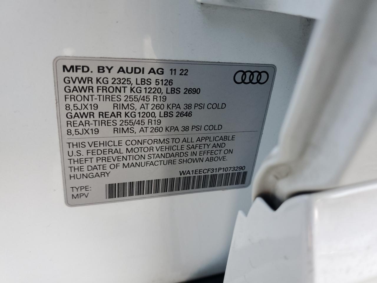 2023 AUDI Q3 PREMIUM PLUS S LINE 45 VIN:WA1EECF31P1073290