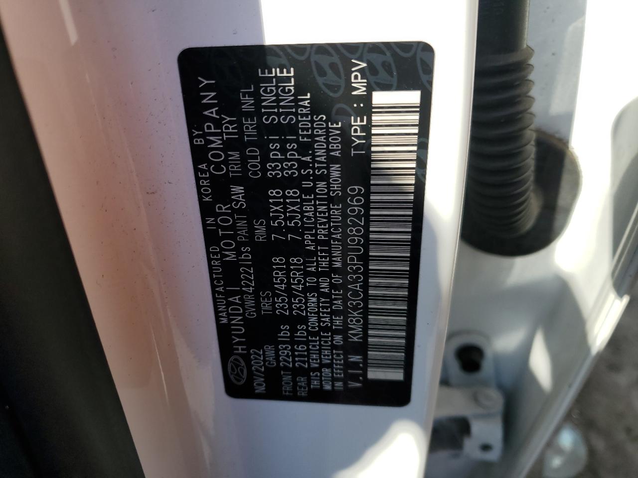 2023 HYUNDAI KONA N LINE VIN:1FTFW1EG7JFD97239