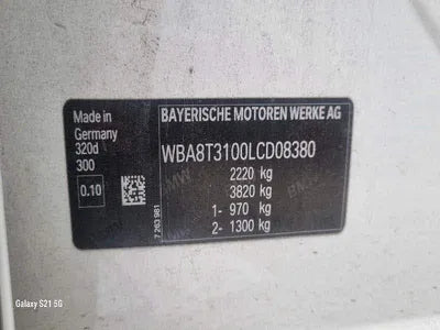 2019 BMW 320 WBA8T3100LCD08380 VIN:WBA8T3100LCD08380