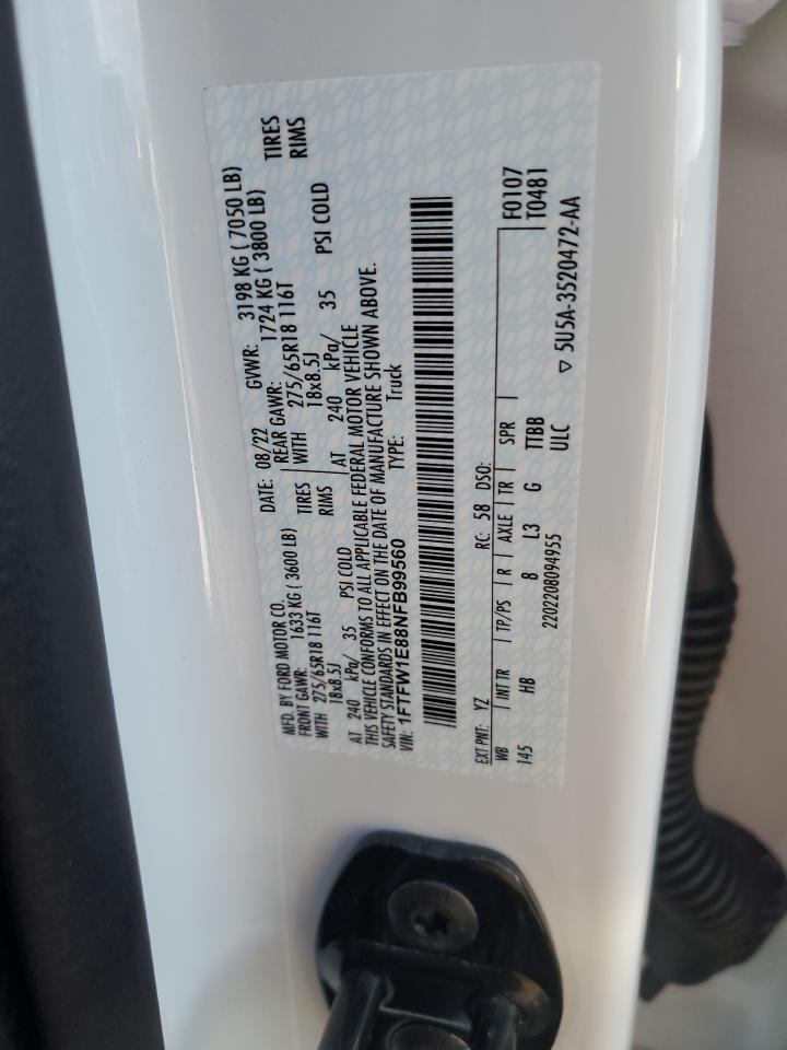 2022 FORD F150 SUPERCREW VIN:1FTFW1E88NFB99560
