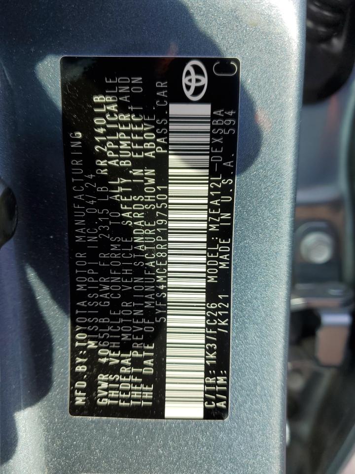 2024 TOYOTA COROLLA SE VIN:5YFS4MCE8RP197501