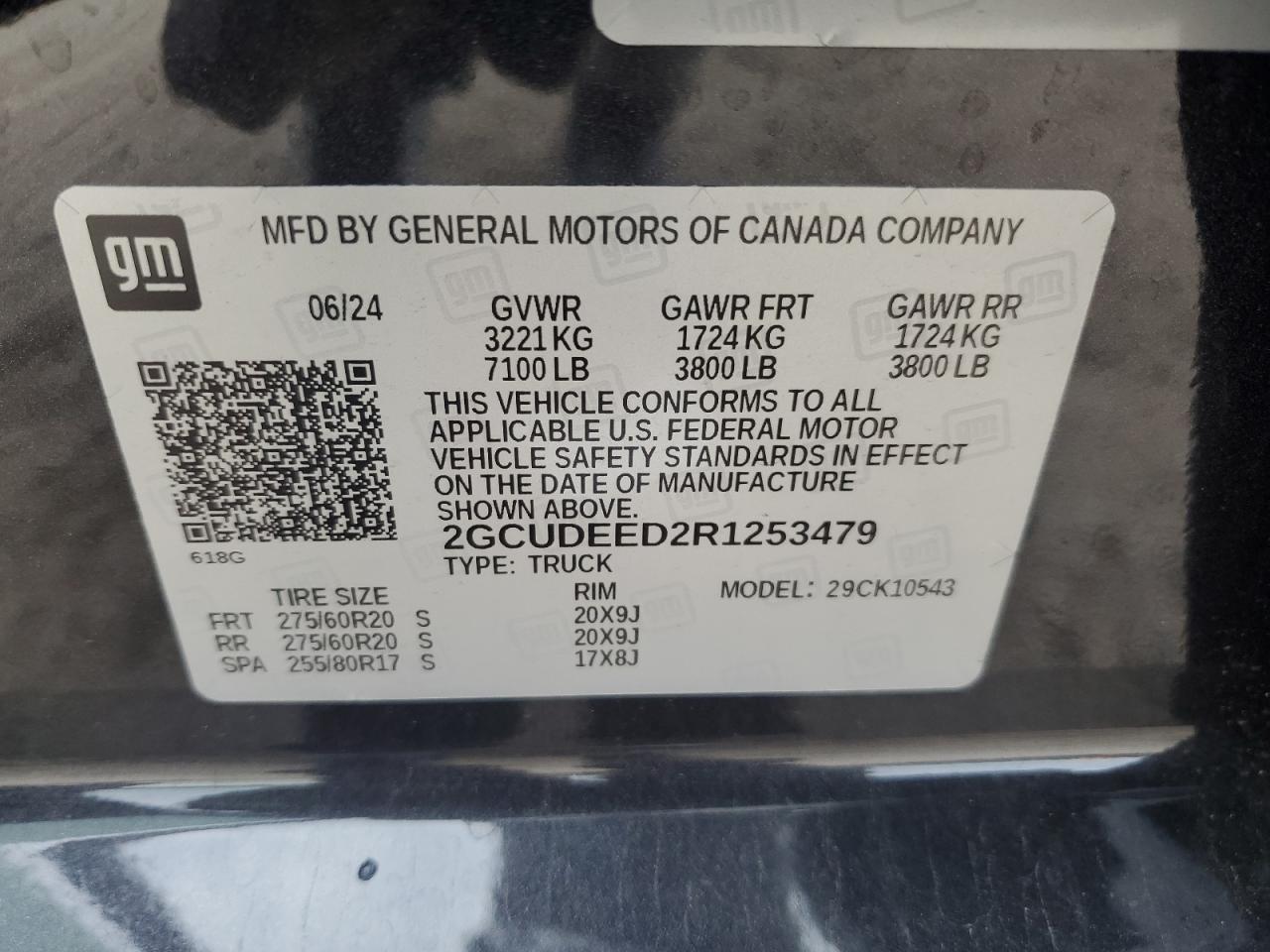 2024 CHEVROLET SILVERADO K1500 RST VIN:2GCUDEED2R1253479