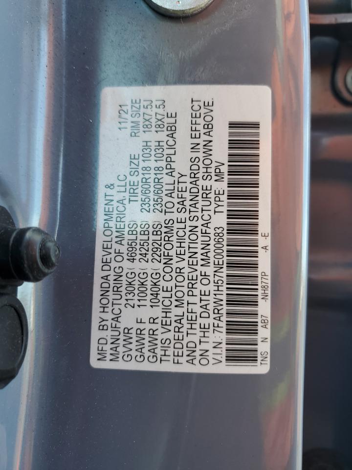 2022 HONDA CR-V EX VIN:7FARW1H57NE000683