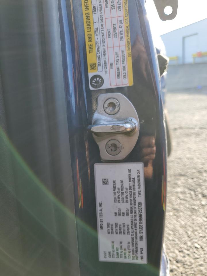 2022 TESLA MODEL 3  VIN:5YJ3E1EB6NF255730