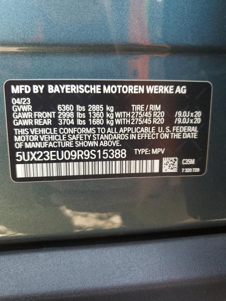 2024 BMW X5 XDRIVE40I VIN:5UX23EU09R9S15388