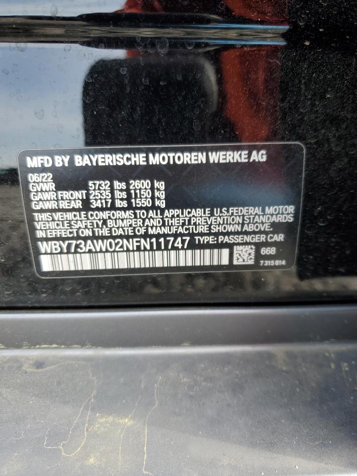 2022 BMW I4 EDRIVE 40 VIN:WBY73AW02NFN11747