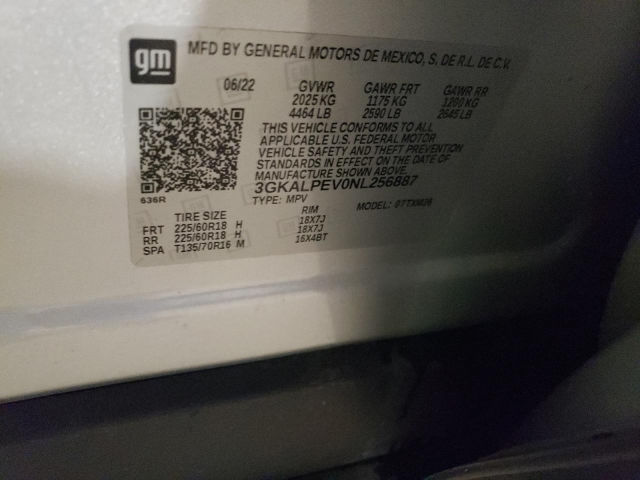 2022 GMC TERRAIN SLT VIN:3GKALPEV0NL256887