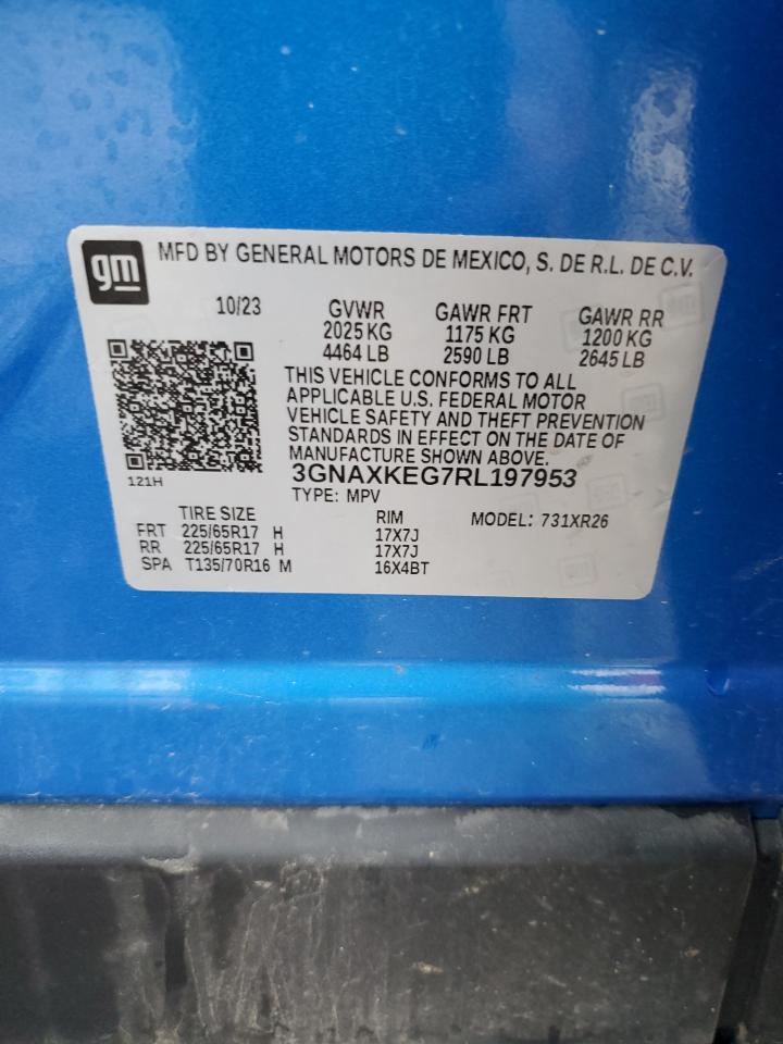 2024 CHEVROLET EQUINOX LT VIN:3GNAXKEG7RL197953