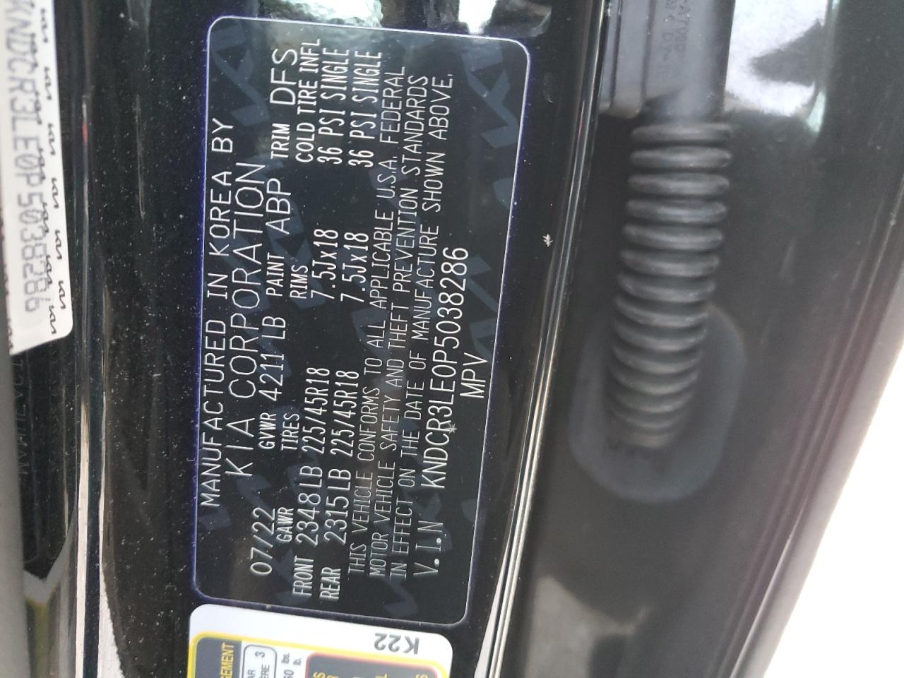 2023 KIA NIRO EX VIN:KNDCR3LE0P5038286