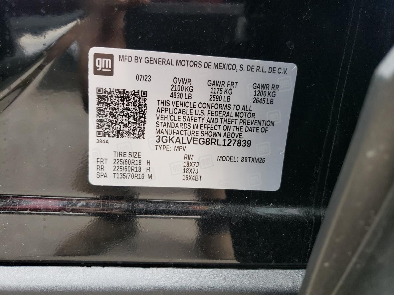 2024 GMC TERRAIN SLT VIN:3GKALVEG8RL127839