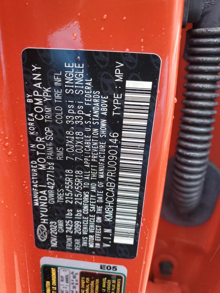 2024 HYUNDAI KONA SEL VIN:KM8HCCAB7RU090146