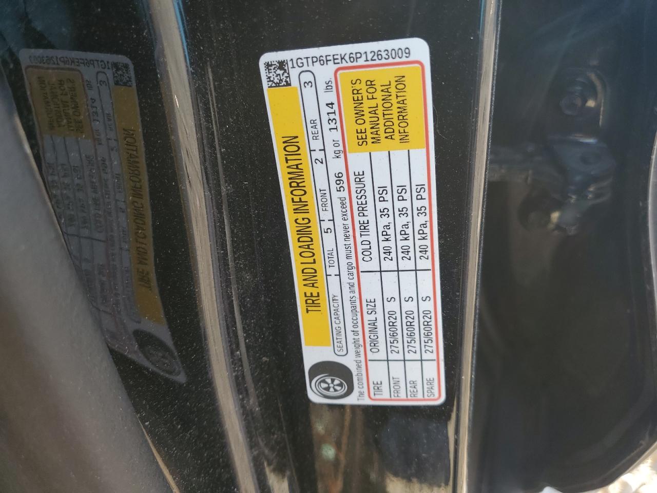 2023 GMC CANYON DENALI VIN:1GTP6FEK6P1263009