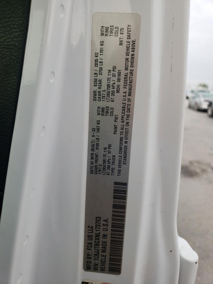 2022 JEEP GLADIATOR RUBICON VIN:1C6JJTBGXNL173793