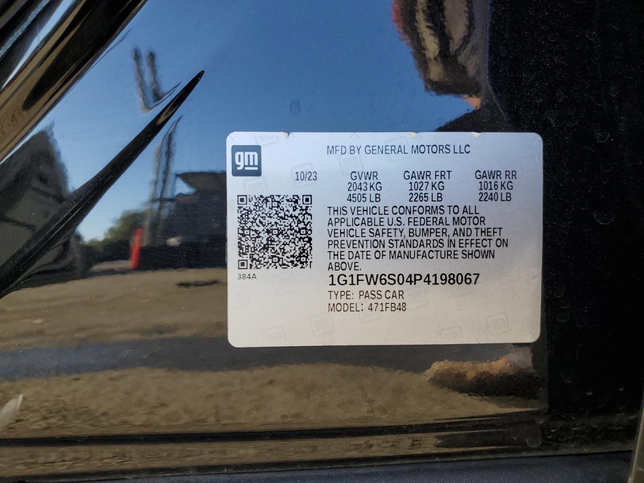 2023 CHEVROLET BOLT EV 1LT VIN:1G1FW6S04P4198067