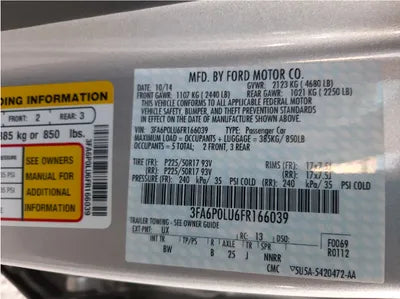 2015 Ford Fusion 054KM3FA6P0LU6FR1 VIN:054KM3FA6P0LU6FR1