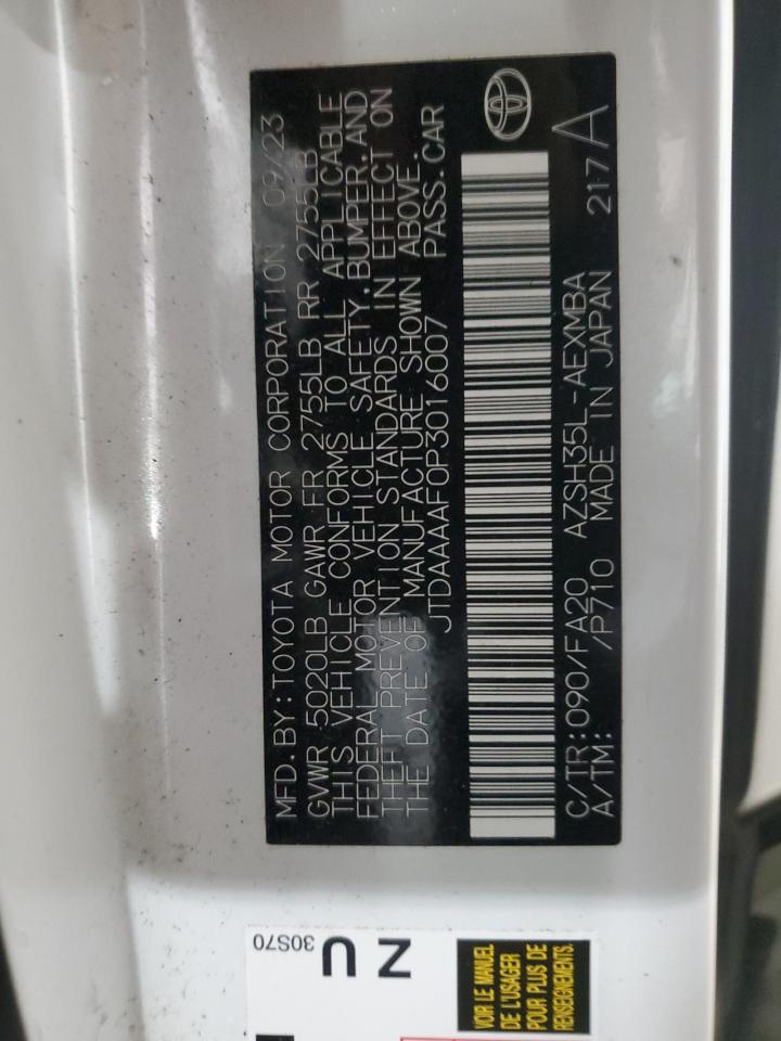 2023 TOYOTA CROWN XLE VIN:JTDAAAAF0P3016007