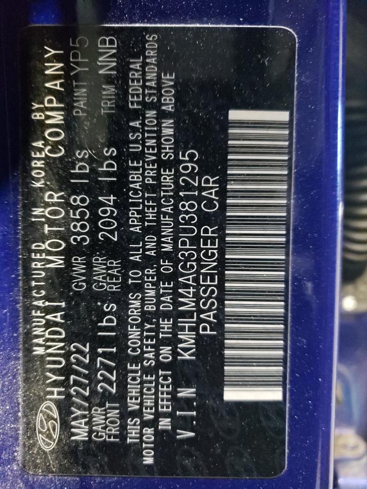 2023 HYUNDAI ELANTRA SEL VIN:KMHLM4AG3PU381295