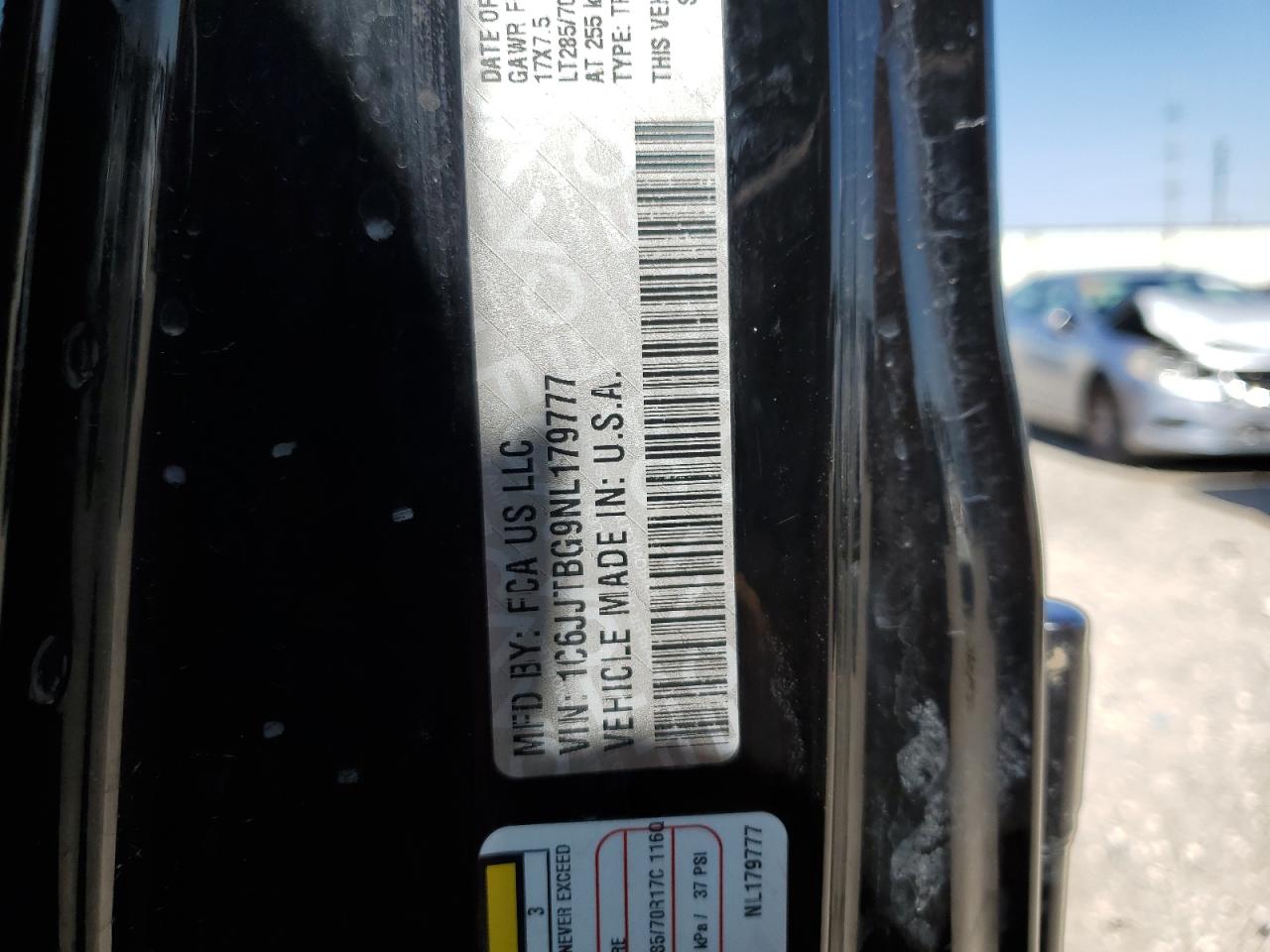 2022 JEEP GLADIATOR RUBICON VIN:1C6JJTBG9NL179777