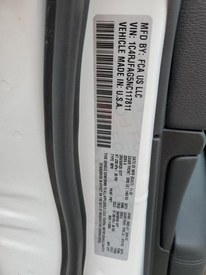 2022 JEEP GRAND CHEROKEE LAREDO E VIN:1C4RJFAG5NC117811