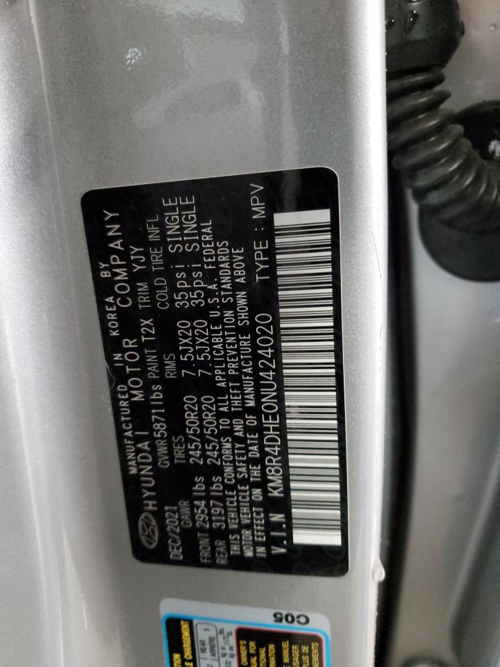 2022 HYUNDAI PALISADE SEL VIN:KM8R4DHE0NU424020