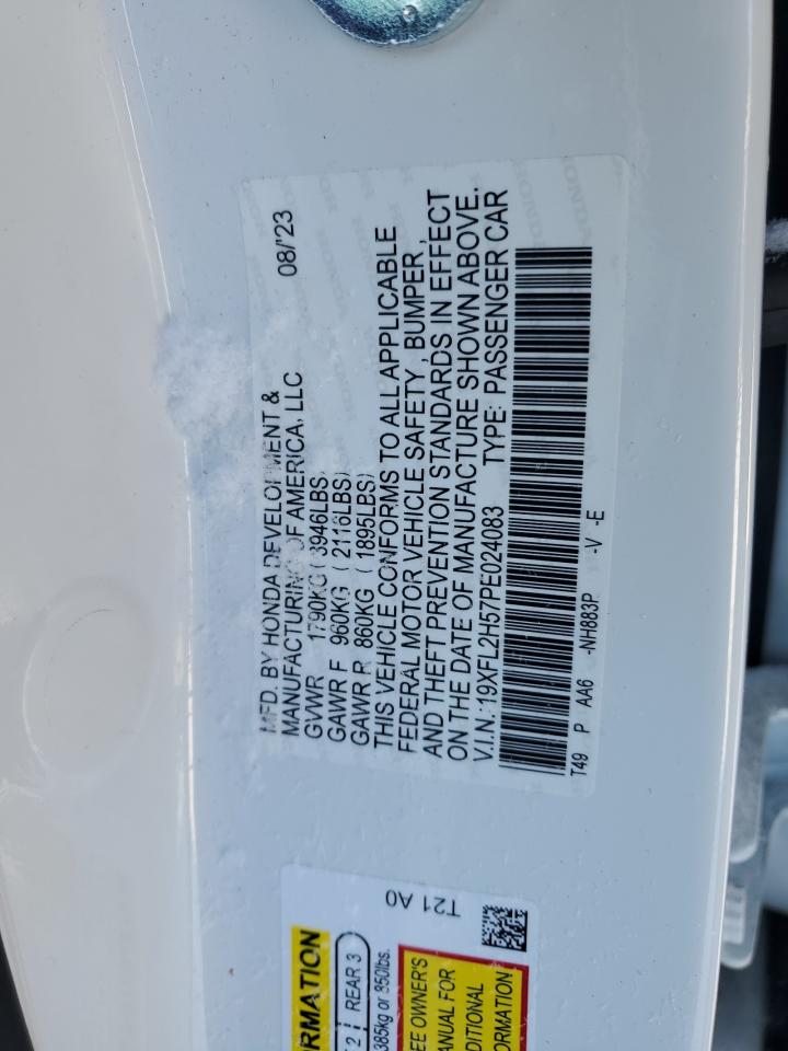 2023 HONDA CIVIC LX VIN:19XFL2H57PE024083
