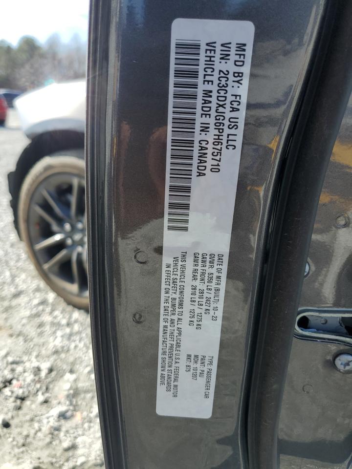 2023 DODGE CHARGER SXT VIN:2C3CDXJG6PH675710