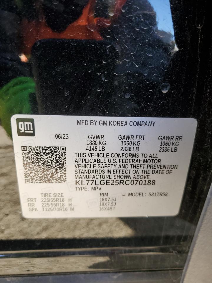 2024 CHEVROLET TRAX 1RS VIN:KL77LGE25RC070188