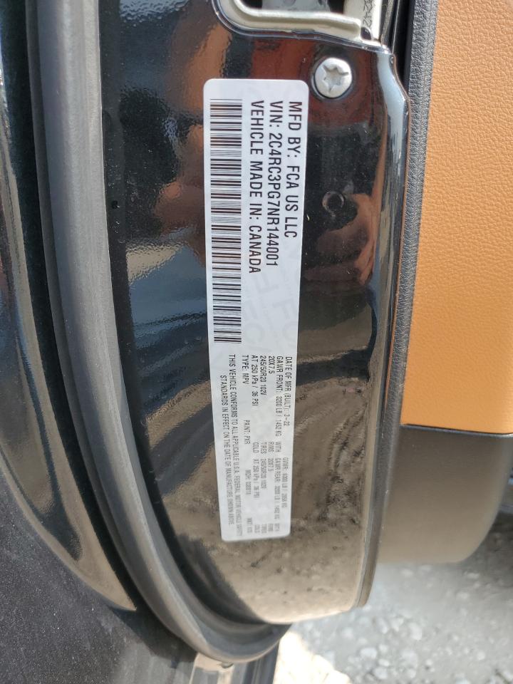2022 CHRYSLER PACIFICA PINNACLE VIN:2C4RC3PG7NR144001