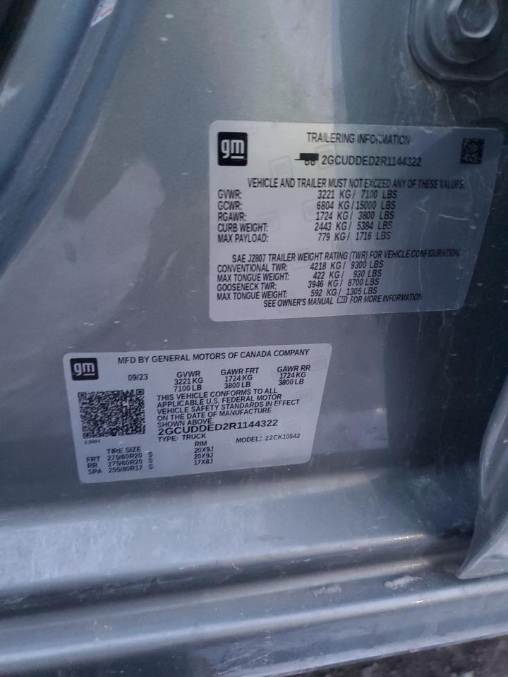 2024 CHEVROLET SILVERADO K1500 LT VIN:2GCUDDED2R1144322