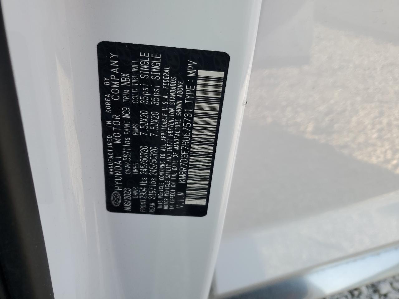 2024 HYUNDAI PALISADE CALLIGRAPHY VIN:KM8R7DGE7RU675731